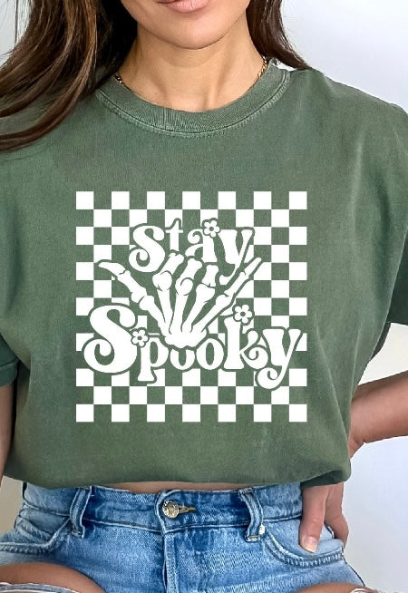 STAY SPOOKY CHECKERED FLOWER