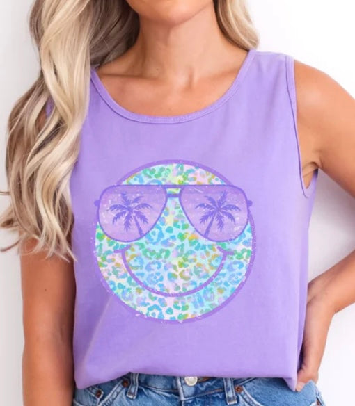 *GLITTER* PURPLE SUMMER SMILEY