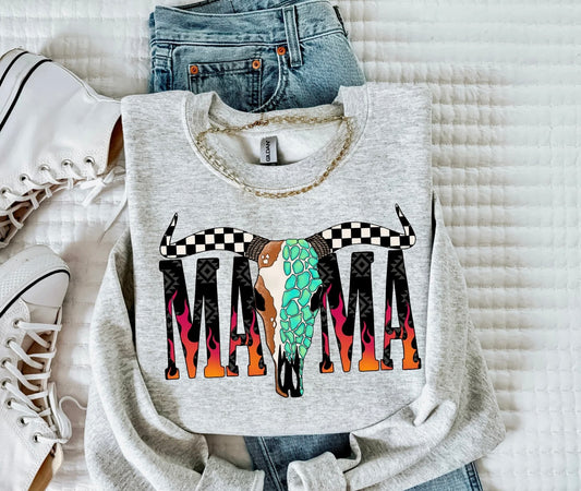 MAMA CHECKERED WESTERN SKULL