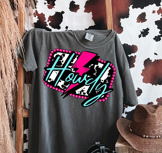 HOWDY COWHIDE PINK BOLT