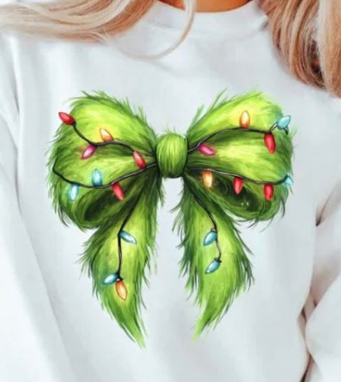 *GLITTER* GREENMAN BOW CHRISTMAS LIGHTS