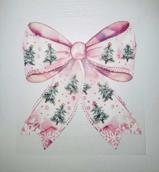 CHRISTMAS PINK BOW AND TREES