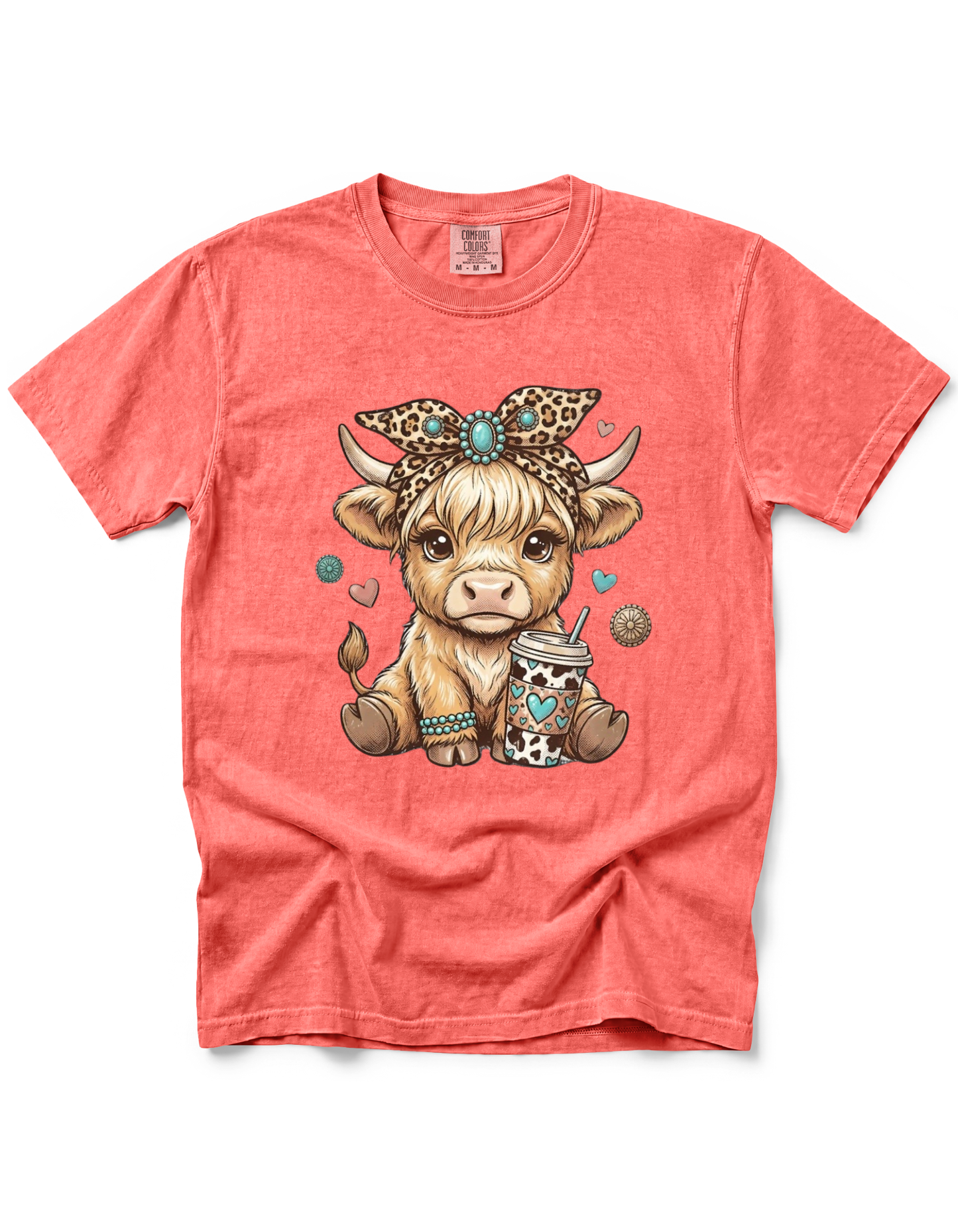 HIGHLAND COW LEOPARD BOW