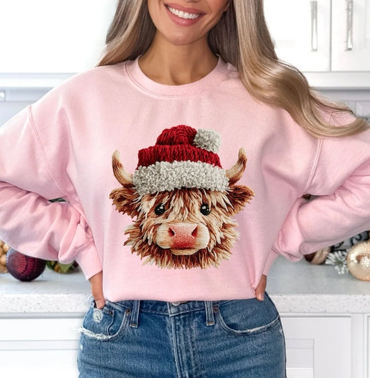 *GLITTER* FAUX YARN CHRISTMAS COW