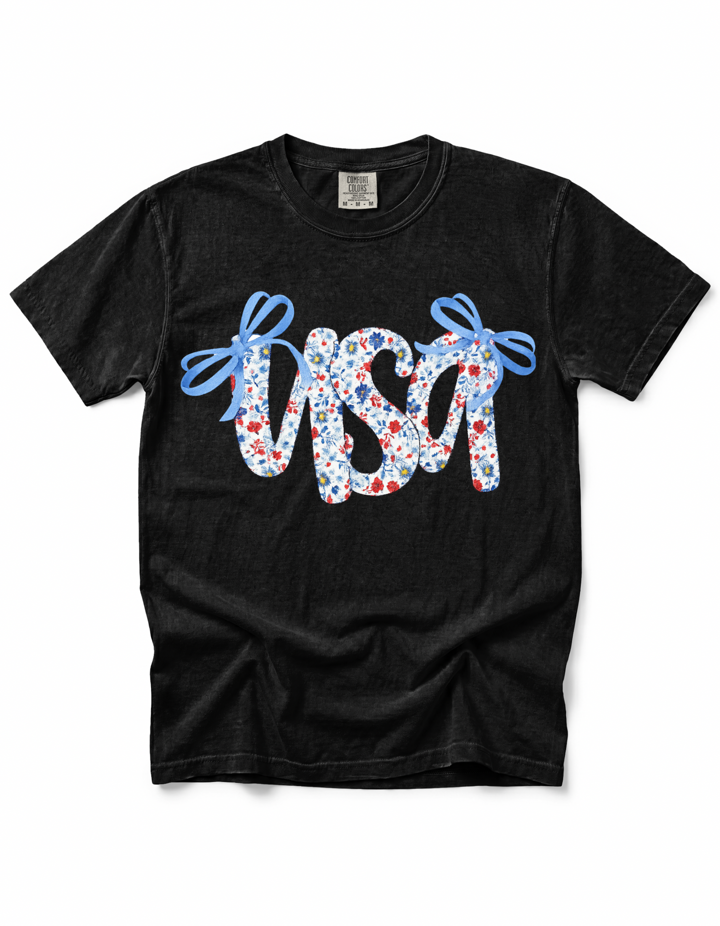 **GLITTER** PATRIOTIC FLORAL COQUETTE USA