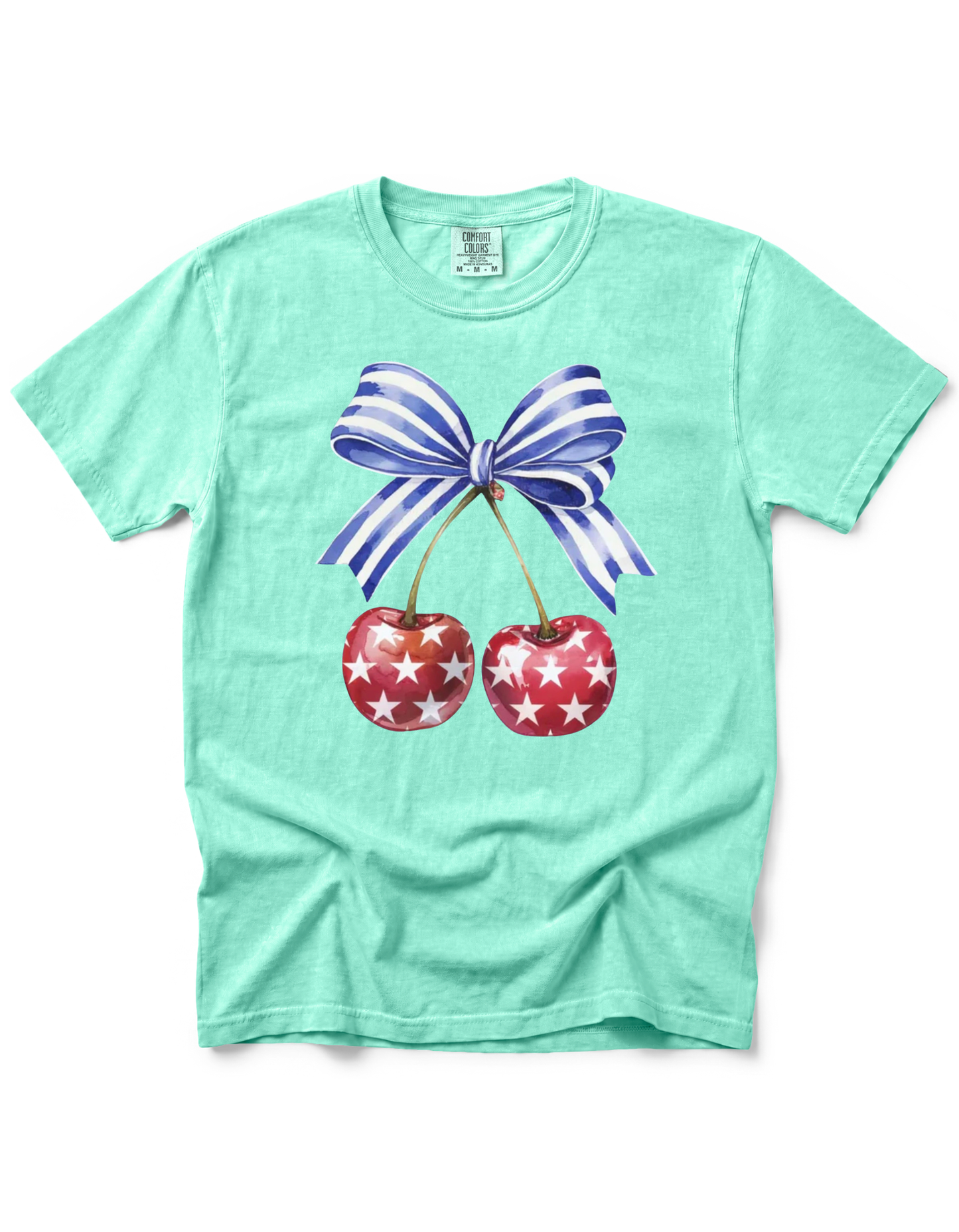 *GLITTER* PATRIOTIC CHERRIES WITH BOW