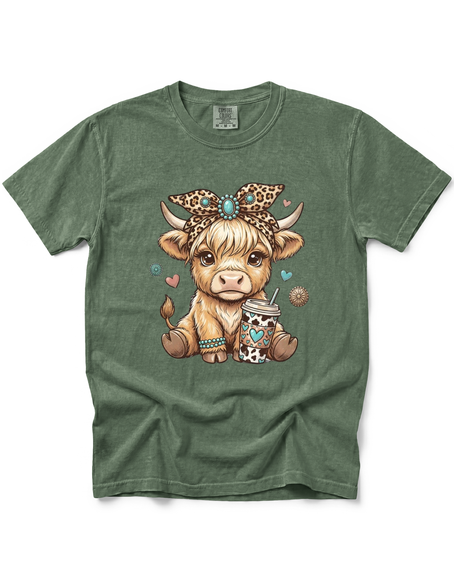 HIGHLAND COW LEOPARD BOW