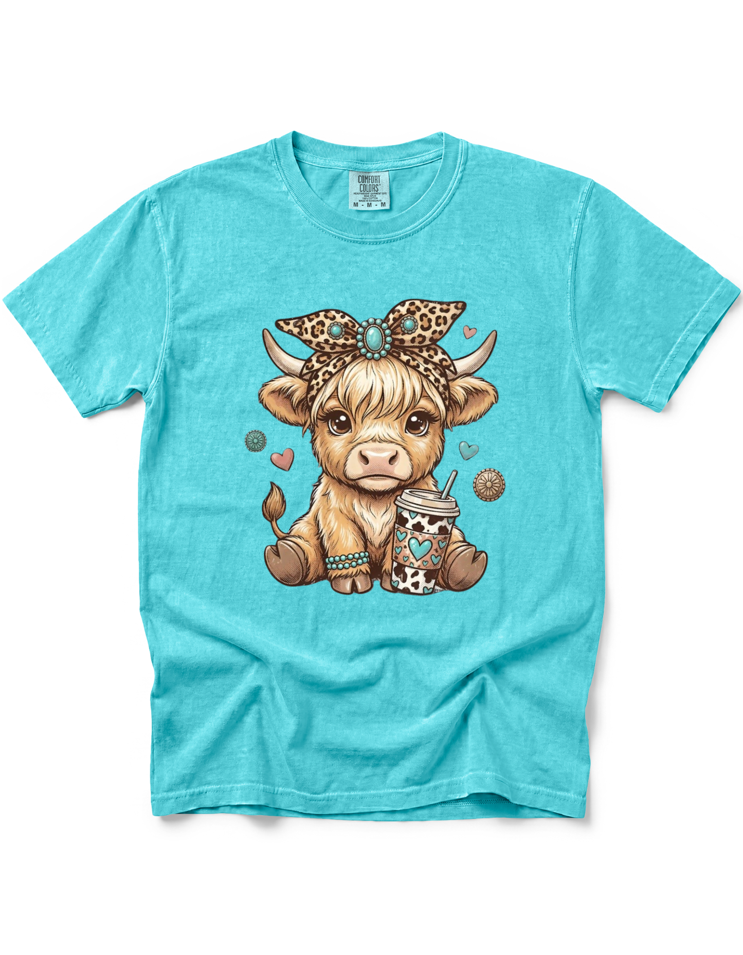 HIGHLAND COW LEOPARD BOW
