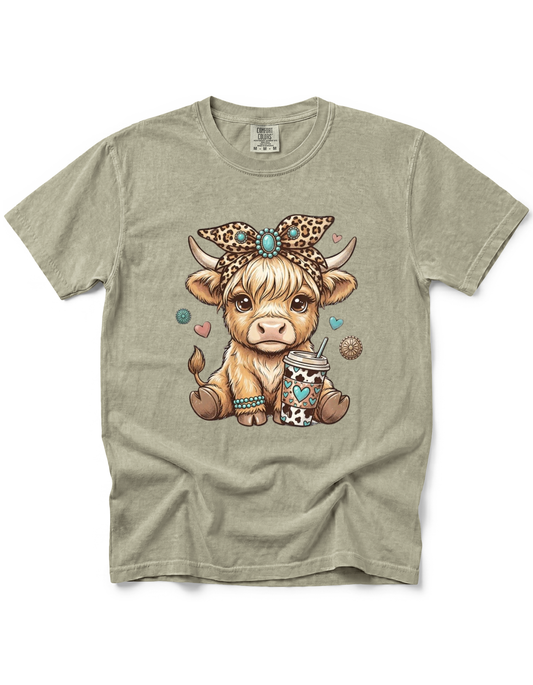 HIGHLAND COW LEOPARD BOW