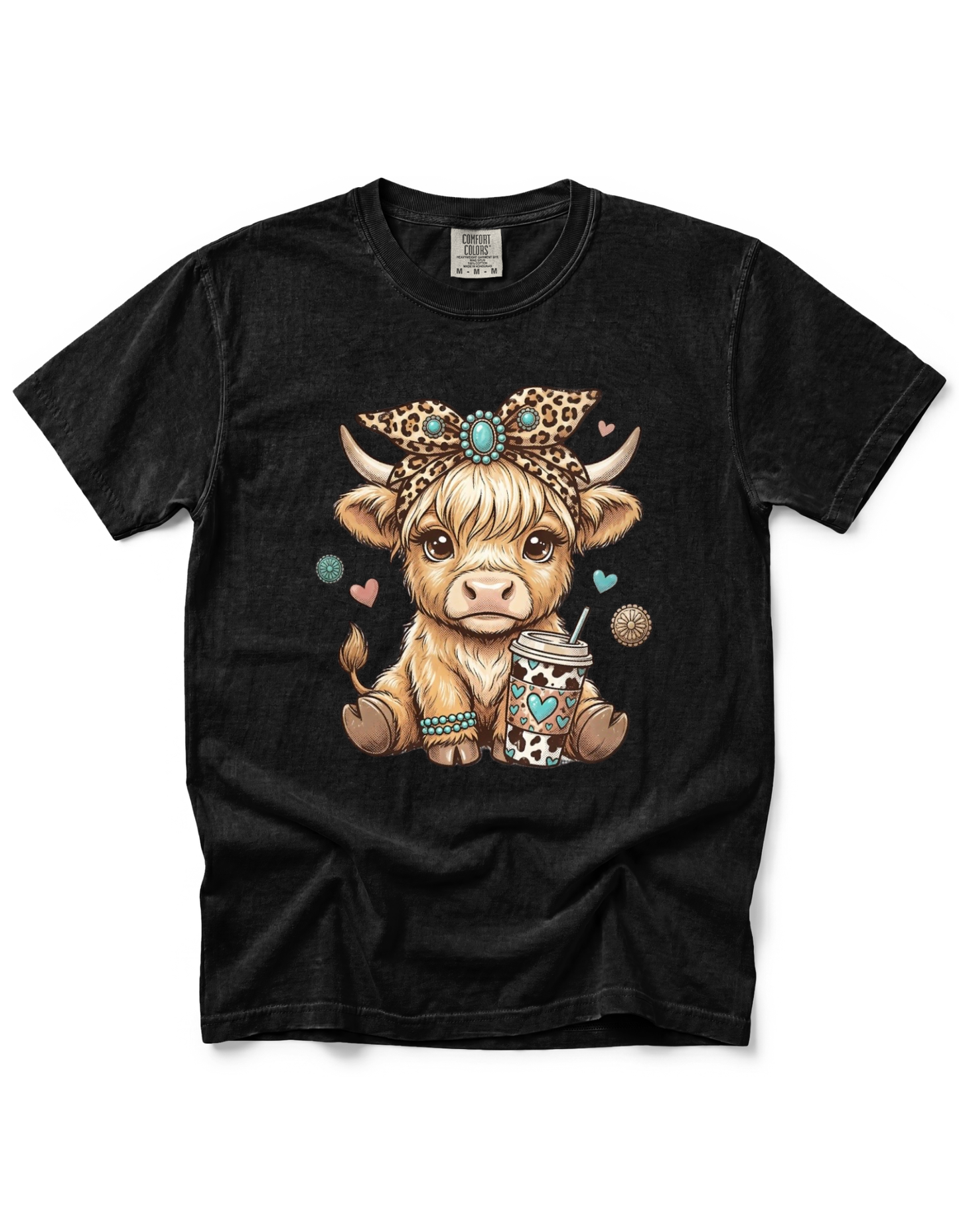 HIGHLAND COW LEOPARD BOW
