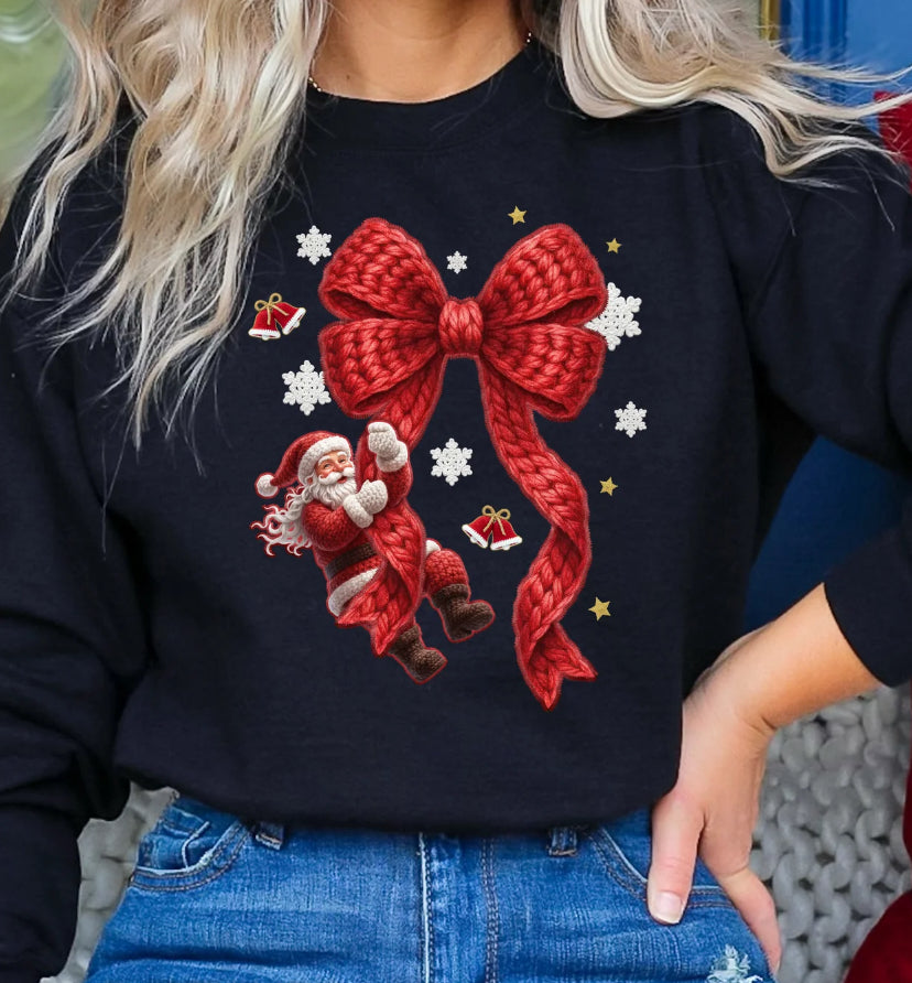 FAUX KNITTED SANTA BOW
