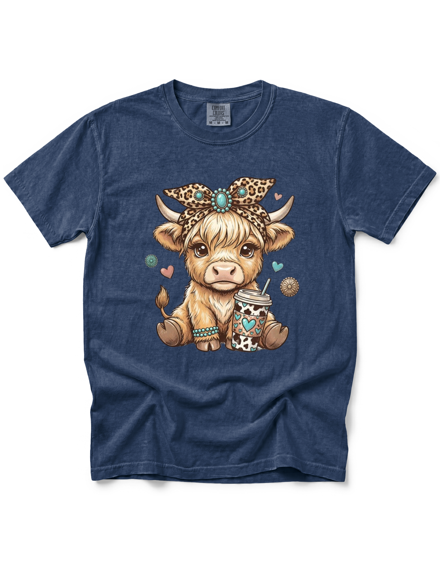 HIGHLAND COW LEOPARD BOW