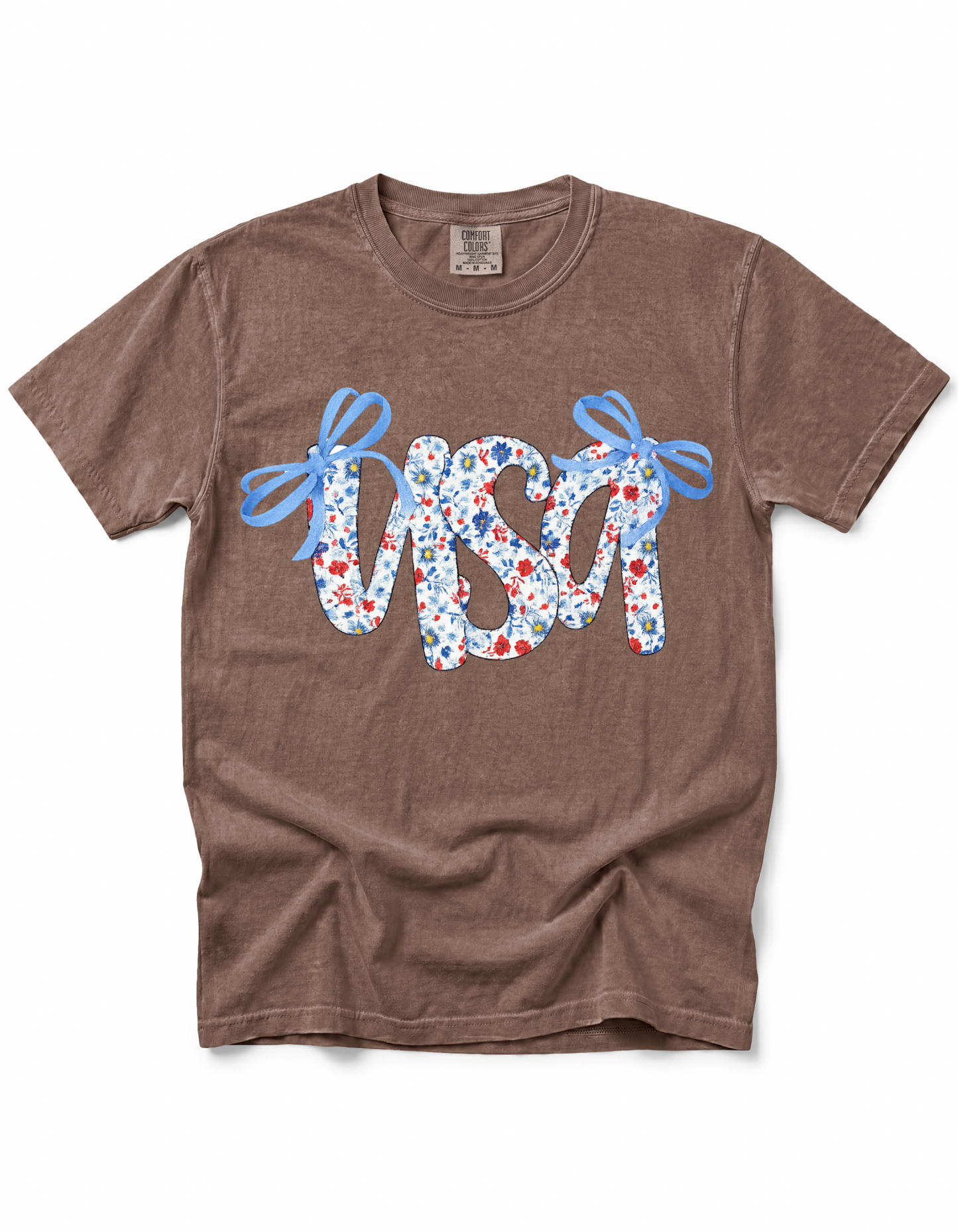 **GLITTER** PATRIOTIC FLORAL COQUETTE USA