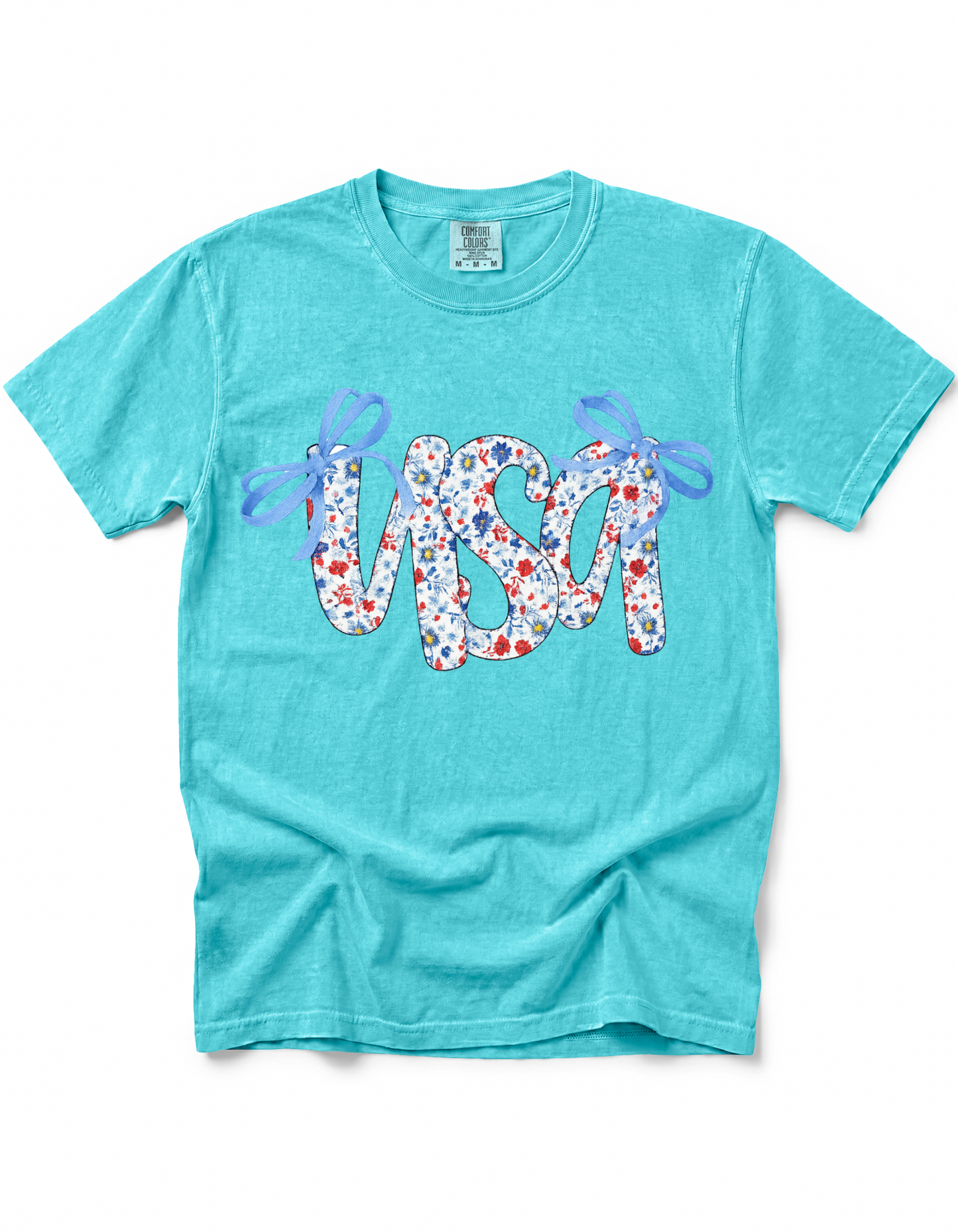 **GLITTER** PATRIOTIC FLORAL COQUETTE USA