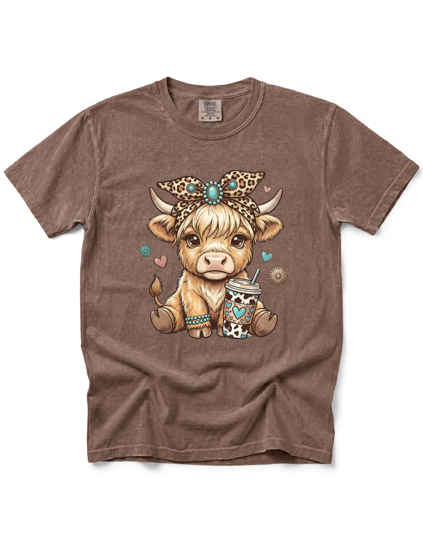 HIGHLAND COW LEOPARD BOW