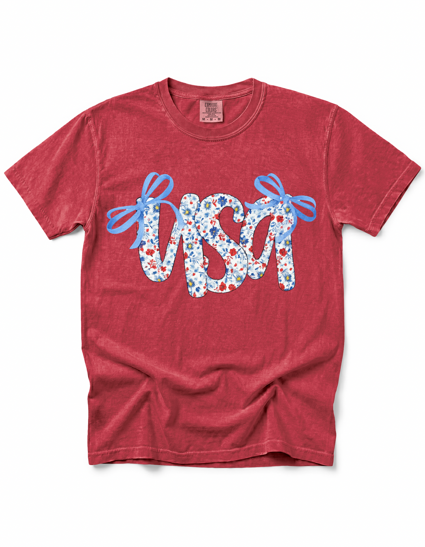 **GLITTER** PATRIOTIC FLORAL COQUETTE USA