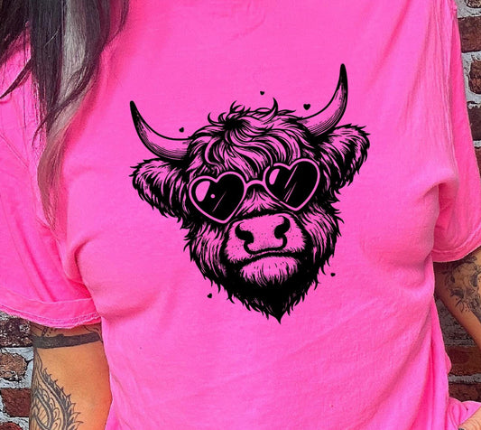 HEART GLASSES COW