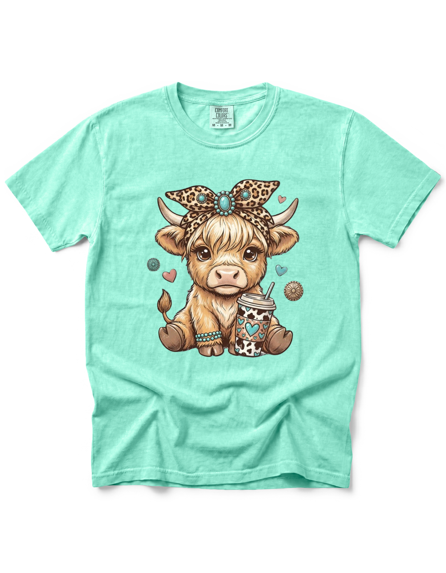 HIGHLAND COW LEOPARD BOW