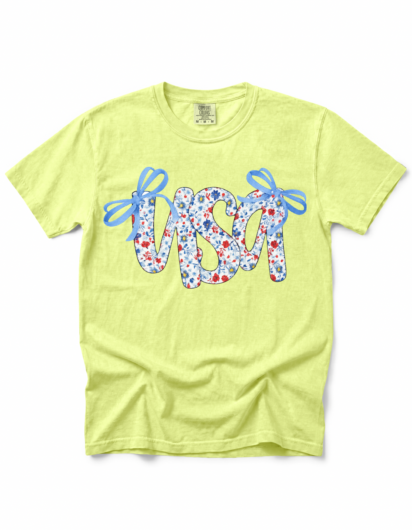 **GLITTER** PATRIOTIC FLORAL COQUETTE USA