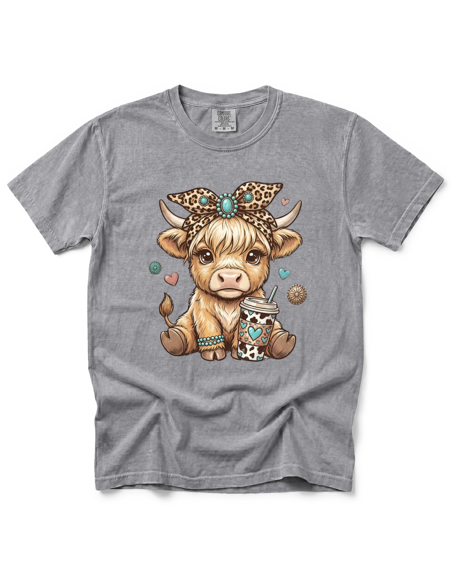 HIGHLAND COW LEOPARD BOW