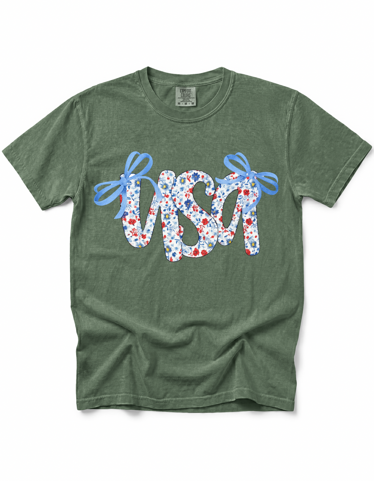 **GLITTER** PATRIOTIC FLORAL COQUETTE USA