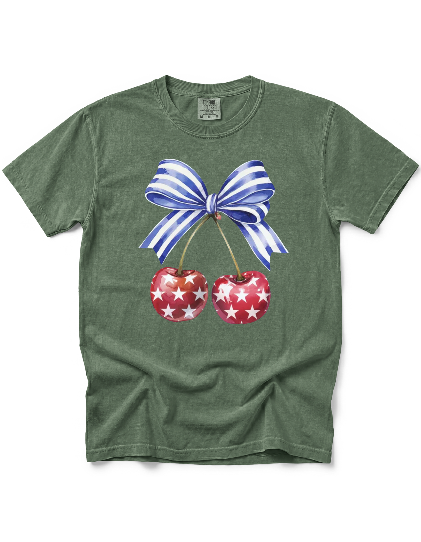 *GLITTER* PATRIOTIC CHERRIES WITH BOW