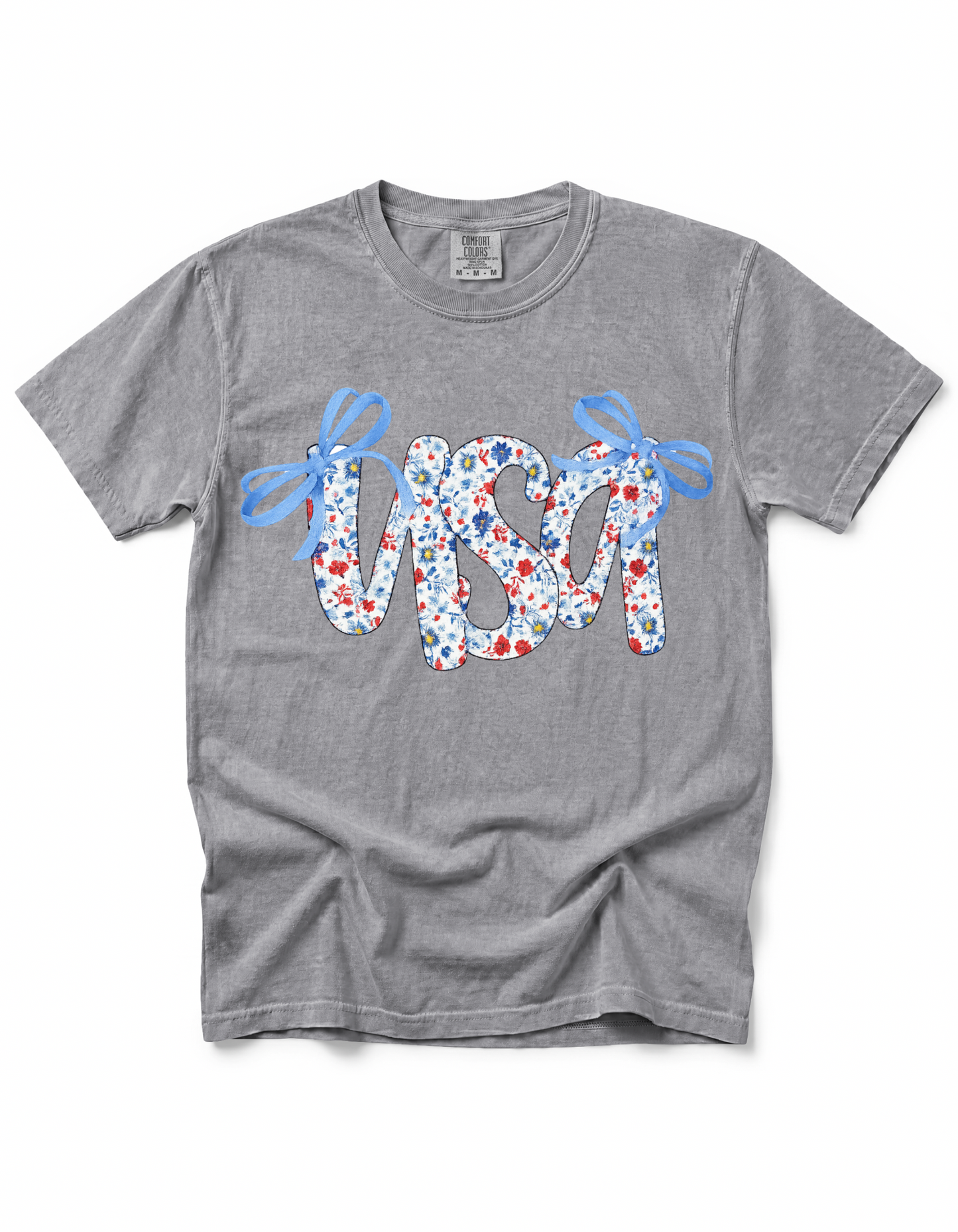 **GLITTER** PATRIOTIC FLORAL COQUETTE USA