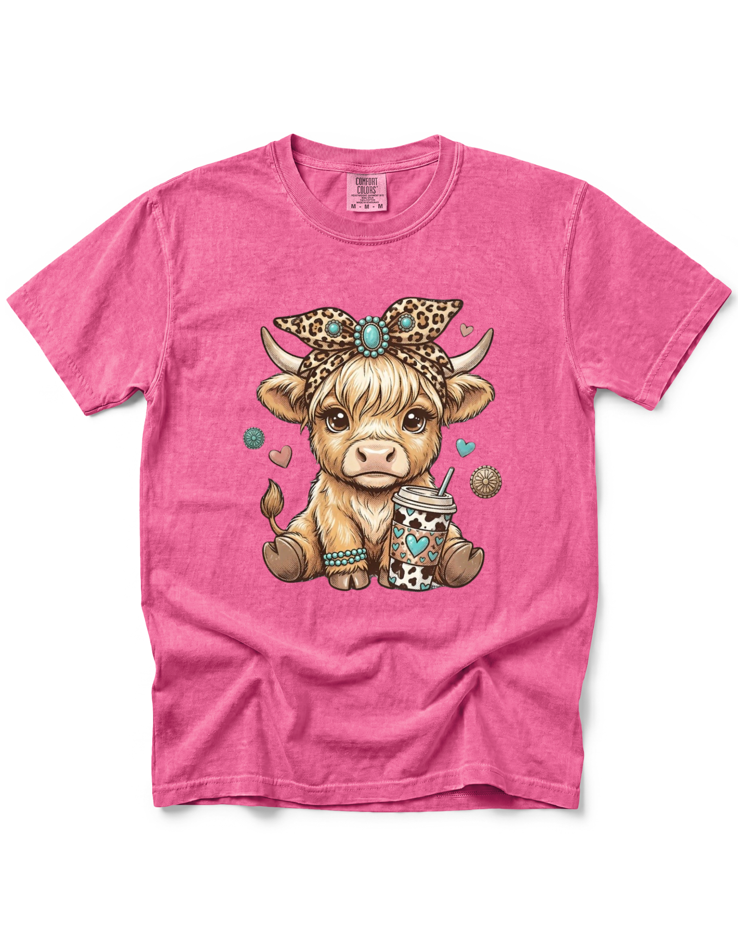 HIGHLAND COW LEOPARD BOW