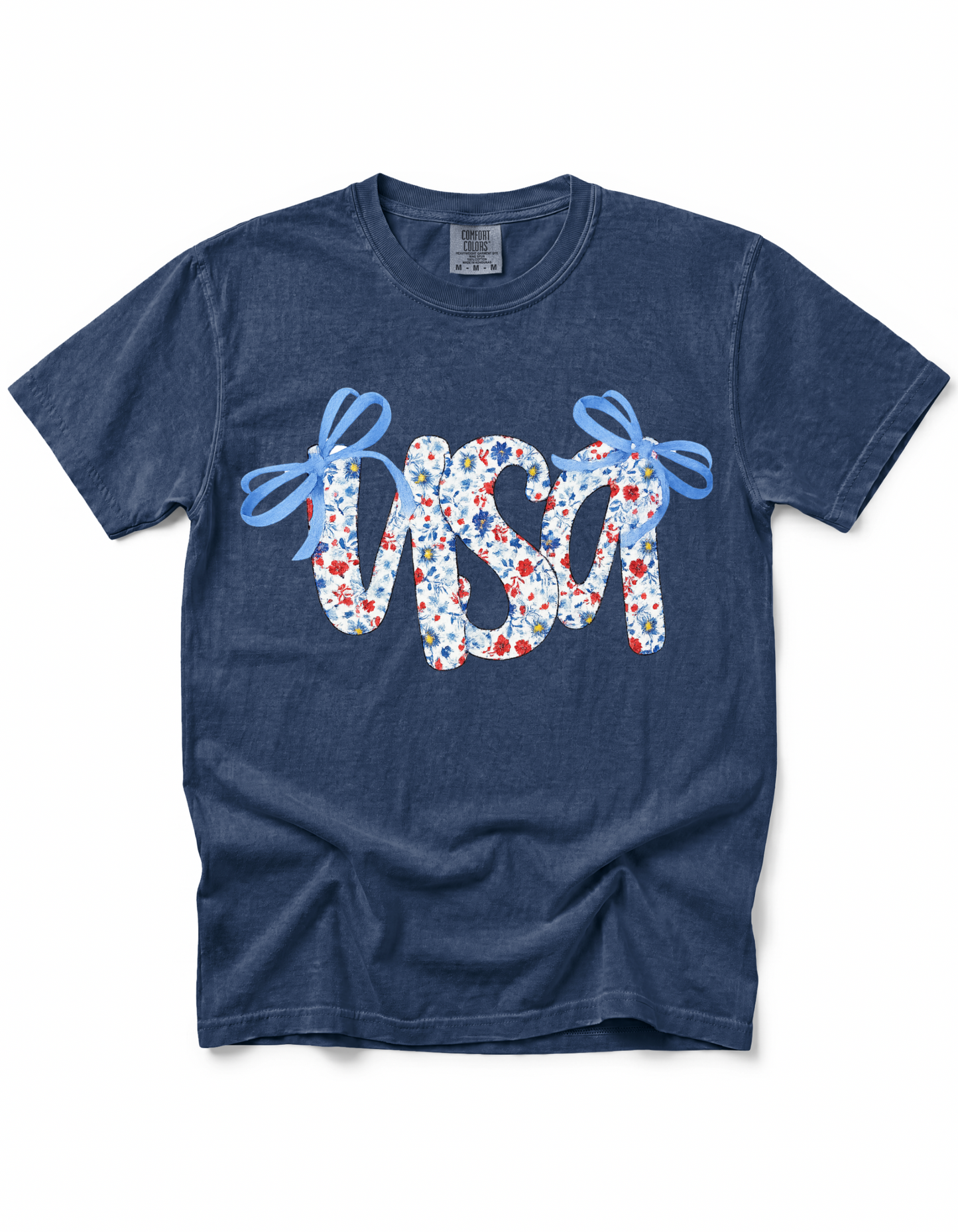 **GLITTER** PATRIOTIC FLORAL COQUETTE USA