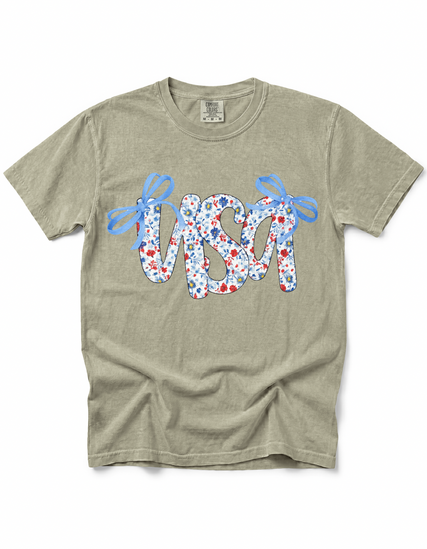 **GLITTER** PATRIOTIC FLORAL COQUETTE USA
