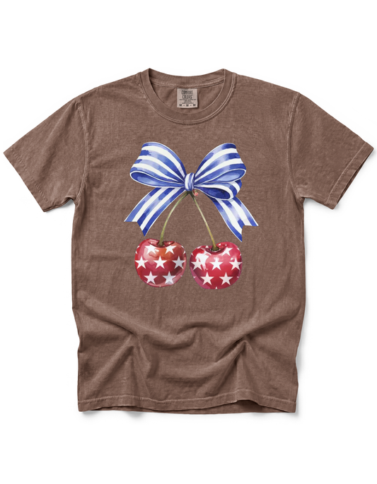 *GLITTER* PATRIOTIC CHERRIES WITH BOW