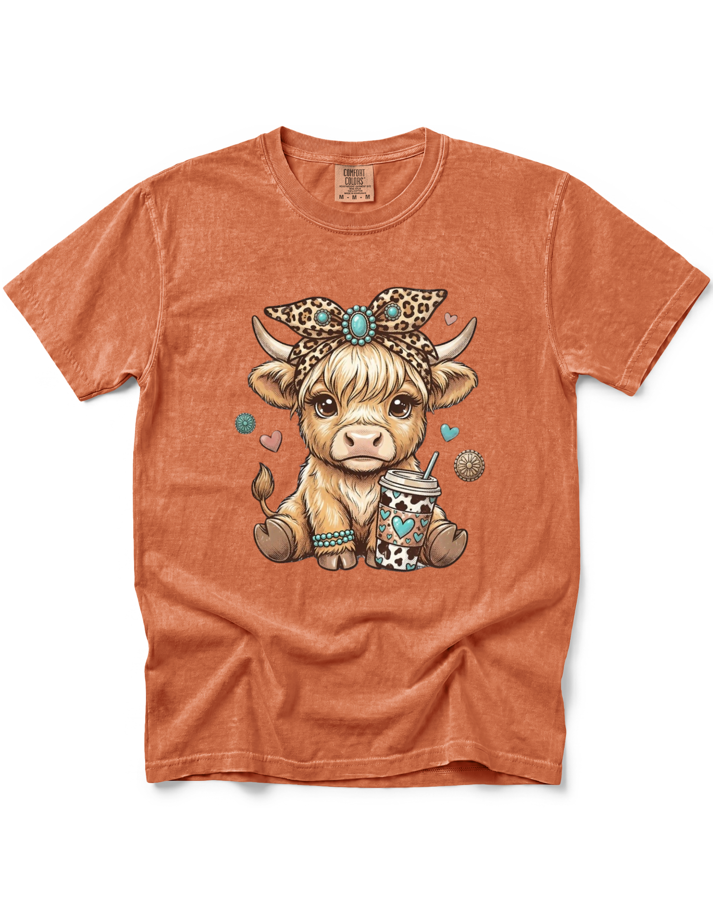 HIGHLAND COW LEOPARD BOW