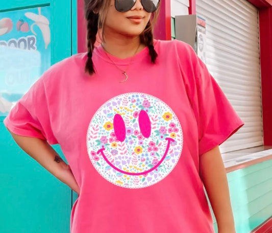*GLITTER* FLORAL SMILEY